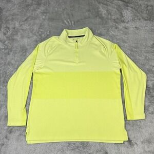 Nike Golf Shirt Mens Large Yellow Lemon Long Sleeve Stretch Athletic Pullover